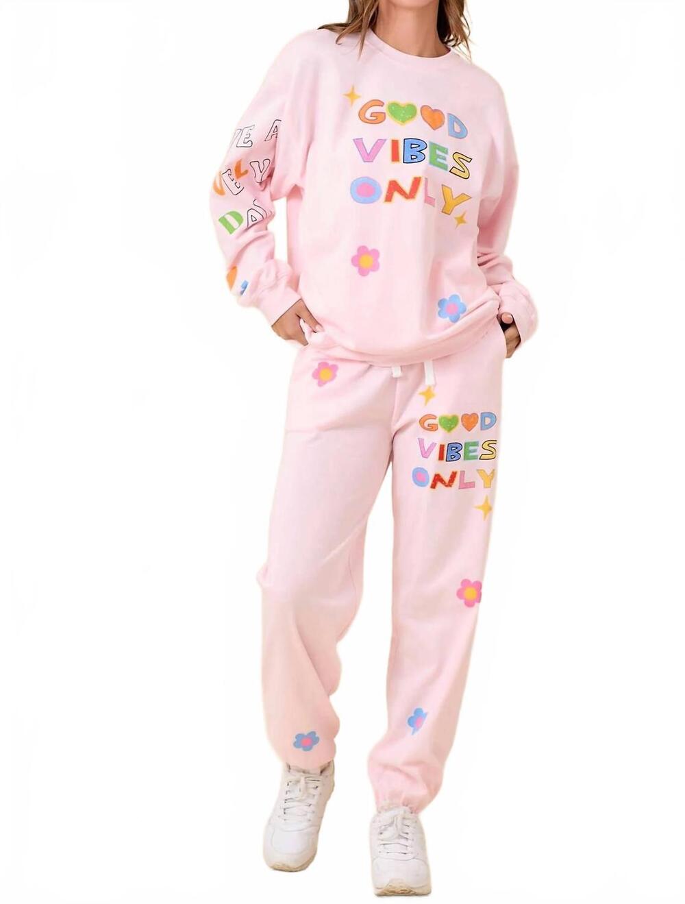 NEW MAIN STRIP good vibes only sweatpants in blush